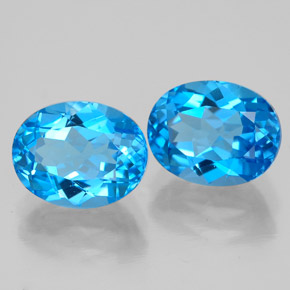 캐럿 천연 스위스 블루 토파즈 보석, 타원형 컷, 9.1×7.1 mm, VVS-VS