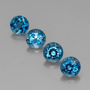 캐럿 천연 런던 블루 토파즈 보석, 라운드 컷, 6.06 mm, VVS-VS