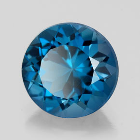 2.58캐럿 천연 런던 블루 토파즈, 라운드 컷, 8.23 mm, VS