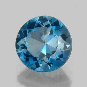 2.14캐럿 천연 런던 블루 토파즈, 라운드 컷, 7.80 mm, VVS-VS