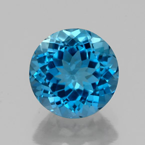 2.35캐럿 천연 런던 블루 토파즈, 라운드 컷, 8.01 mm, VVS-VS