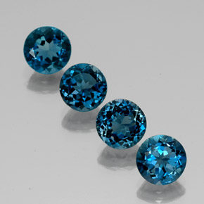 캐럿 천연 런던 블루 토파즈 보석, 라운드 컷, 7.21 mm, VVS-VS