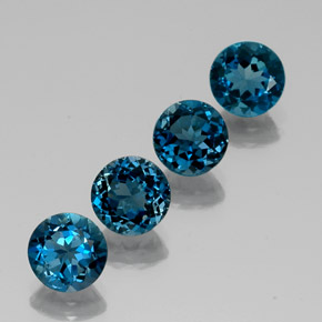 캐럿 천연 런던 블루 토파즈 보석, 라운드 컷, 7.21 mm, VVS-VS