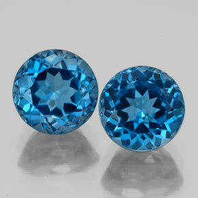 캐럿 천연 런던 블루 토파즈 보석, 라운드 컷, 7.10 mm, VS