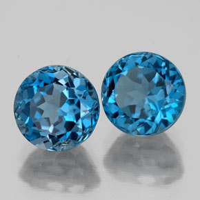 캐럿 천연 런던 블루 토파즈 보석, 라운드 컷, 7.10 mm, VS