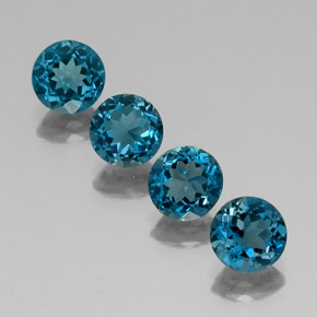 캐럿 천연 런던 블루 토파즈 보석, 라운드 컷, 7.05 mm, VVS-VS