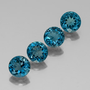 캐럿 천연 런던 블루 토파즈 보석, 라운드 컷, 7.05 mm, VVS-VS