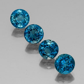 캐럿 천연 런던 블루 토파즈 보석, 라운드 컷, 7.13 mm, VVS-VS