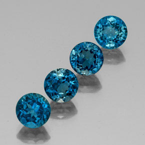 캐럿 천연 런던 블루 토파즈 보석, 라운드 컷, 7.13 mm, VVS-VS