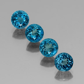 캐럿 천연 런던 블루 토파즈 보석, 라운드 컷, 6.03 mm, VVS-VS