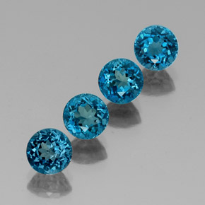캐럿 천연 런던 블루 토파즈 보석, 라운드 컷, 6.03 mm, VVS-VS