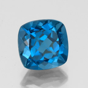 2.84캐럿 천연 런던 블루 토파즈, 쿠션 컷, 8.1×8 mm, VS