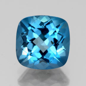2.80캐럿 천연 런던 블루 토파즈, 쿠션 컷, 8.1×8 mm, VS