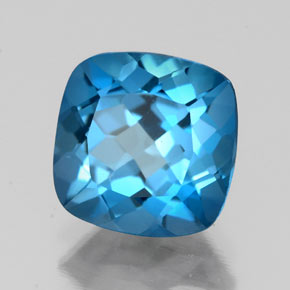 2.80캐럿 천연 런던 블루 토파즈, 쿠션 컷, 8.1×8 mm, VS