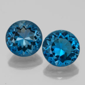 캐럿 천연 런던 블루 토파즈 보석, 라운드 컷, 8.14 mm, VVS-VS