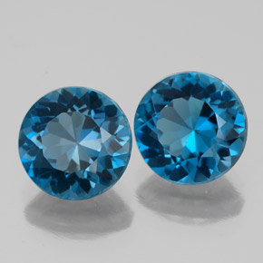 캐럿 천연 런던 블루 토파즈 보석, 라운드 컷, 8.14 mm, VVS-VS