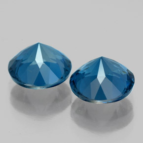 캐럿 천연 런던 블루 토파즈 보석, 라운드 컷, 8.14 mm, VVS-VS