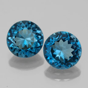 캐럿 천연 런던 블루 토파즈 보석, 라운드 컷, 8.13 mm, VVS-VS
