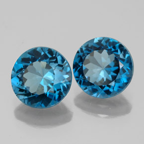 캐럿 천연 런던 블루 토파즈 보석, 라운드 컷, 8.13 mm, VVS-VS
