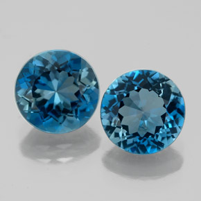 캐럿 천연 런던 블루 토파즈 보석, 라운드 컷, 7.98 mm, VS