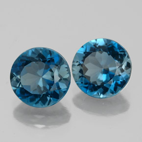 캐럿 천연 런던 블루 토파즈 보석, 라운드 컷, 7.98 mm, VS