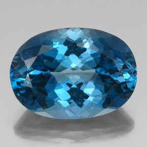 42.34캐럿 천연 런던 블루 토파즈, 타원형 컷, 25.1×18.1 mm, VVS