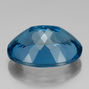 42.34캐럿 천연 런던 블루 토파즈, 타원형 컷, 25.1×18.1 mm, VVS