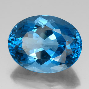 43.70캐럿 천연 런던 블루 토파즈, 타원형 컷, 24.2×18.6 mm, VVS