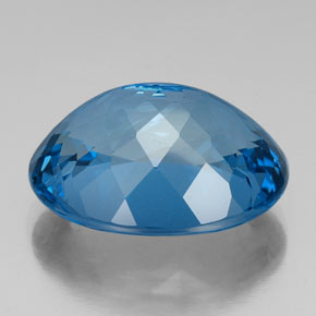 43.70캐럿 천연 런던 블루 토파즈, 타원형 컷, 24.2×18.6 mm, VVS