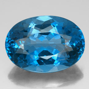 46.22캐럿 천연 런던 블루 토파즈, 타원형 컷, 25.9×18.5 mm, VVS