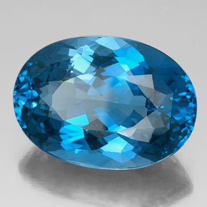46.22캐럿 천연 런던 블루 토파즈, 타원형 컷, 25.9×18.5 mm, VVS