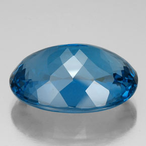 46.22캐럿 천연 런던 블루 토파즈, 타원형 컷, 25.9×18.5 mm, VVS