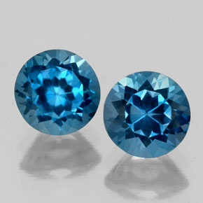 캐럿 천연 런던 블루 토파즈 보석, 라운드 컷, 7.06 mm, VS