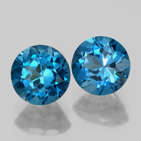 캐럿 천연 런던 블루 토파즈 보석, 라운드 컷, 7.06 mm, VS