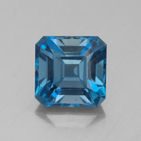 3.41캐럿 천연 런던 블루 토파즈, 에메랄드 컷, 8.1×8.1 mm, VS-SI