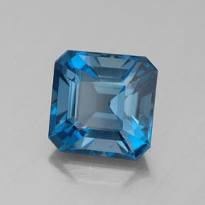 3.41캐럿 천연 런던 블루 토파즈, 에메랄드 컷, 8.1×8.1 mm, VS-SI