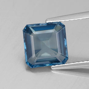 2.72캐럿 천연 런던 블루 토파즈, 에메랄드 컷, 8.3×8.2 mm, VS