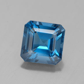 2.85캐럿 천연 런던 블루 토파즈, 에메랄드 컷, 8.1×8.1 mm, VS