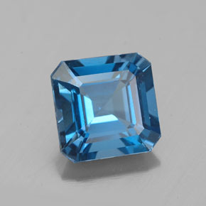 2.85캐럿 천연 런던 블루 토파즈, 에메랄드 컷, 8.1×8.1 mm, VS