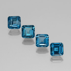 캐럿 천연 런던 블루 토파즈 보석, 에메랄드 컷, 6.1×6 mm, VVS-VS