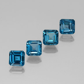 캐럿 천연 런던 블루 토파즈 보석, 에메랄드 컷, 6.1×6 mm, VVS-VS