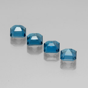 캐럿 천연 런던 블루 토파즈 보석, 에메랄드 컷, 6.1×6 mm, VVS-VS