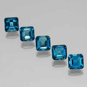 캐럿 천연 런던 블루 토파즈 보석, 에메랄드 컷, 6.1×6 mm, VVS-VS