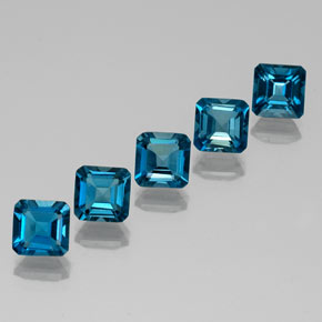 캐럿 천연 런던 블루 토파즈 보석, 에메랄드 컷, 6.1×6 mm, VVS-VS