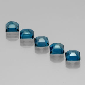 캐럿 천연 런던 블루 토파즈 보석, 에메랄드 컷, 6.1×6 mm, VVS-VS