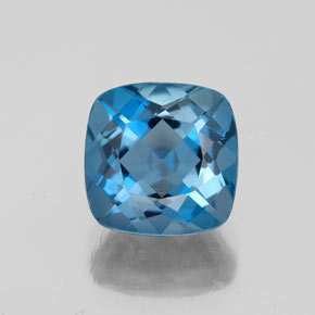 2.84캐럿 천연 런던 블루 토파즈, 쿠션 컷, 8.1×8 mm, VS