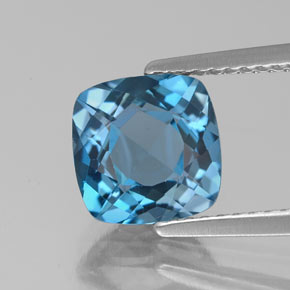 2.68캐럿 천연 런던 블루 토파즈, 쿠션 컷, 8×8 mm, VS