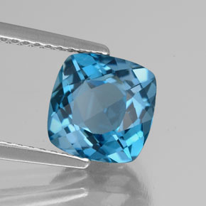 2.68캐럿 천연 런던 블루 토파즈, 쿠션 컷, 8×8 mm, VS