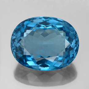 15.18캐럿 천연 런던 블루 토파즈, 타원형 컷, 16.7×13.2 mm, VVS-VS