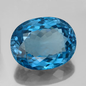 15.18캐럿 천연 런던 블루 토파즈, 타원형 컷, 16.7×13.2 mm, VVS-VS